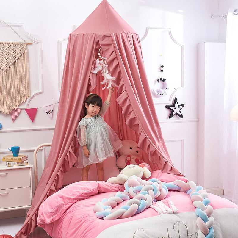 Ciel-de-Lit-Bebe-Volants-Rose-Fonce