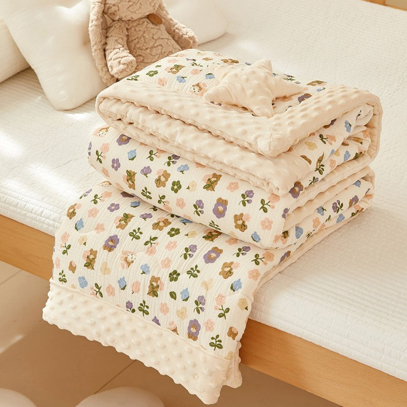 Couette-bebe-epaisse-ours-fleuri
