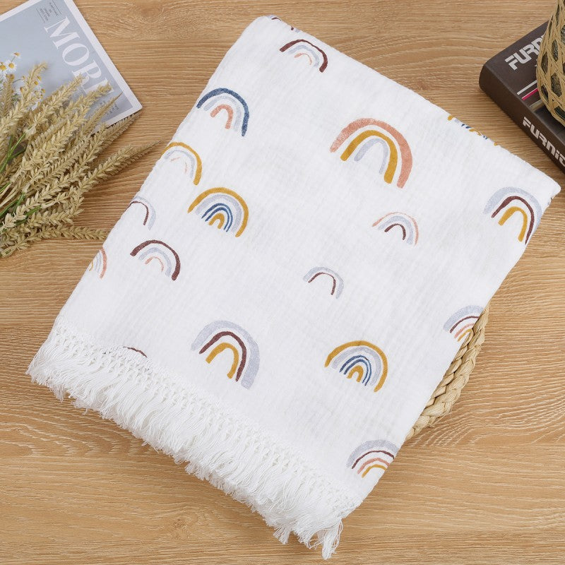 Couverture-Bebe-Mousseline-arc-en-ciel