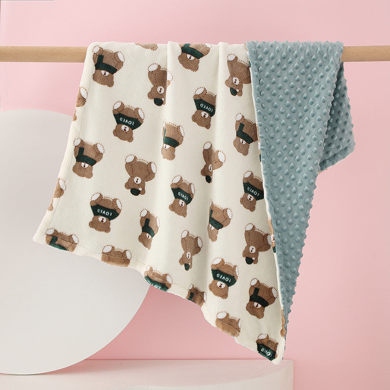 Couverture-Bebe-Polaire-Vert-Ourson-polyvalante