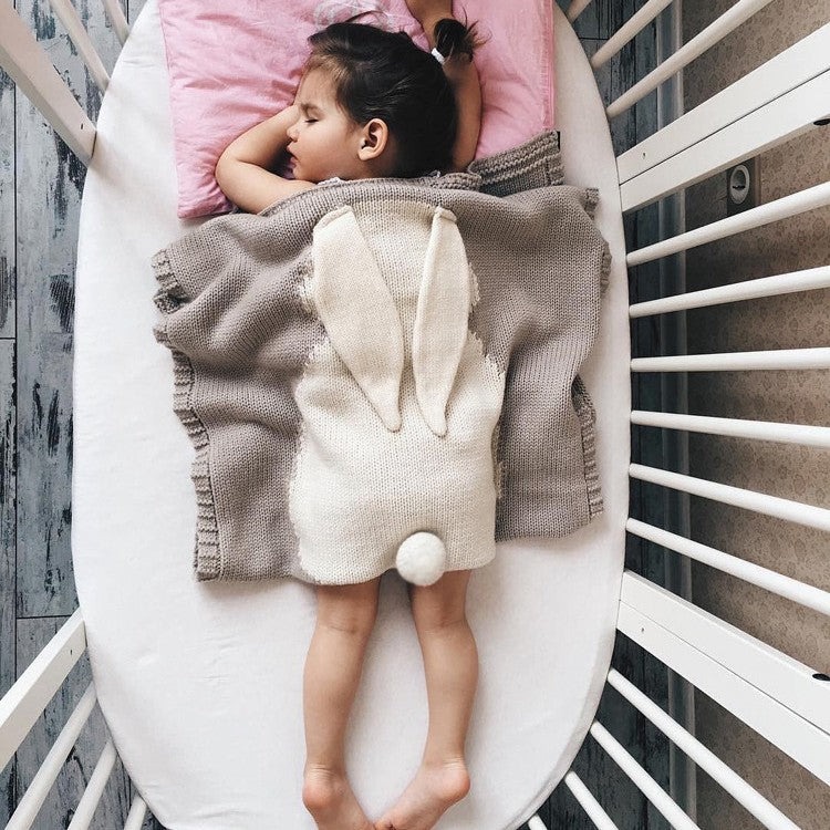 Couverture Bebe Tricot | Oreilles Lapin Doux
