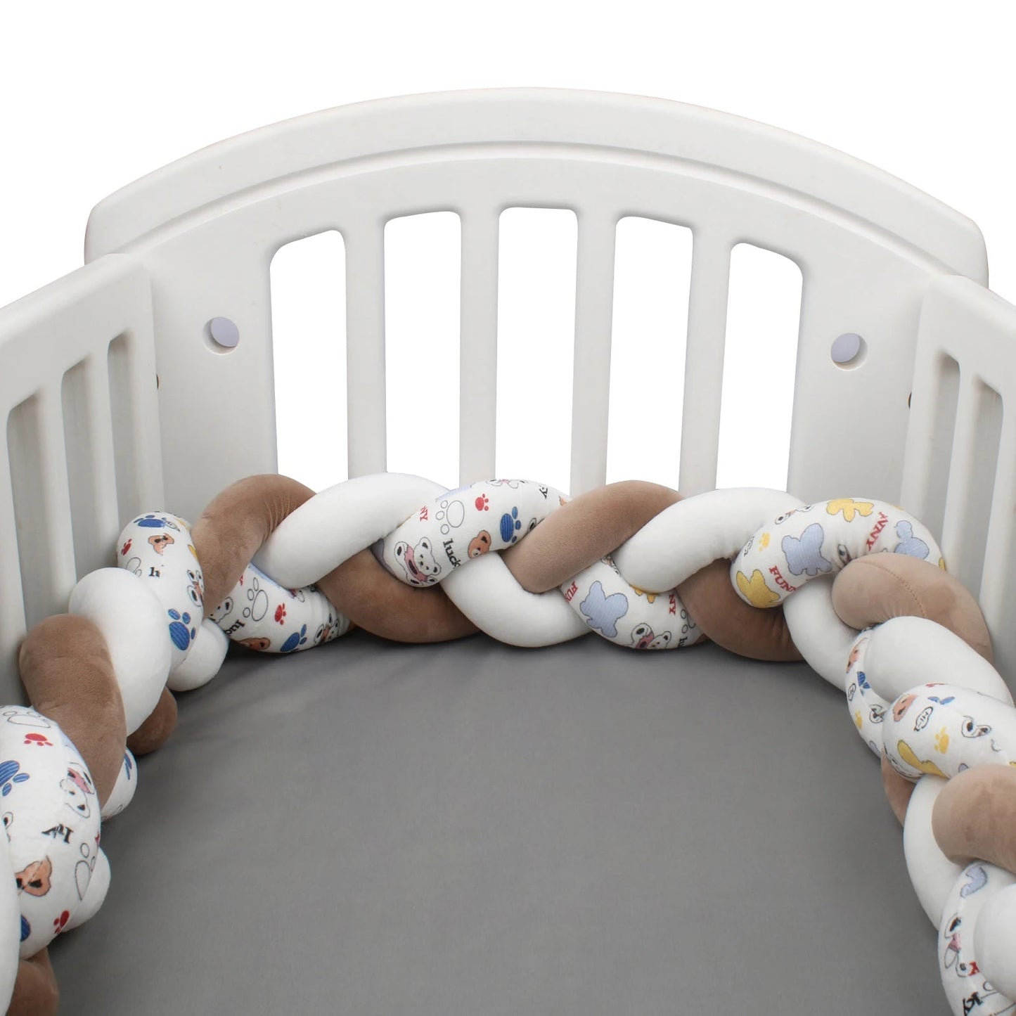 Tresse-de-Lit-Bebe-Marron-Blanc-Imprime-protection