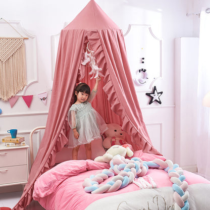 Ciel-de-Lit-Bebe-Volants-Rose-Fonce