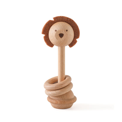 Hochet-bebe-Animaux-Bois-lion