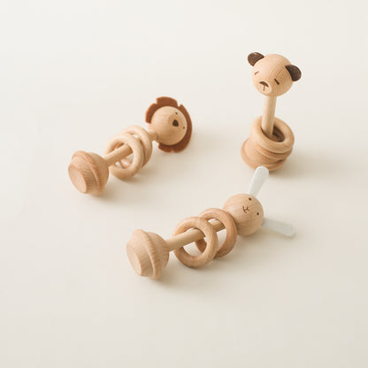 Hochet-bebe-Animaux-Bois-tintement-doux