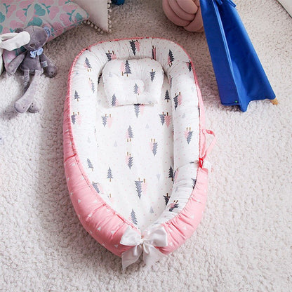  Reducteur-de-Lit-bebe-Rose-Sapin-cocon-apaisant