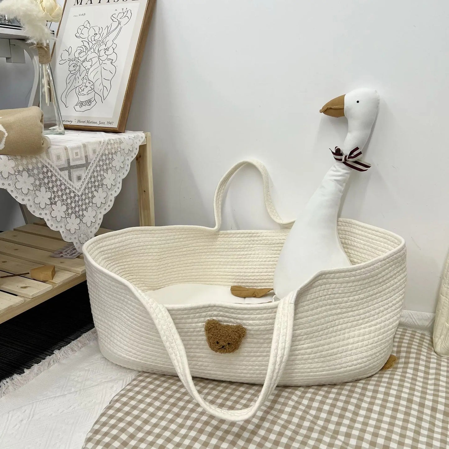Couffin Bebe - Blanc Petit Ours Brun
