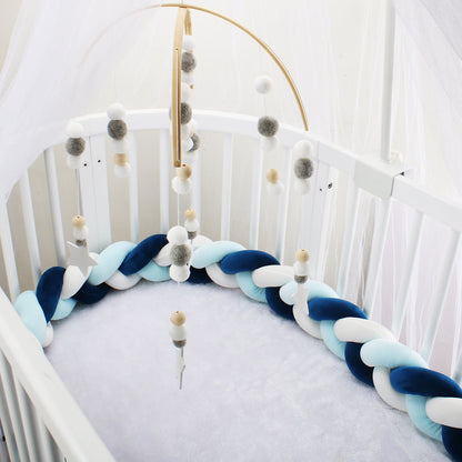 Tresse-de-Lit-Bebe-Bleu-Clair-Bleu-Fonce-Blanc-securite