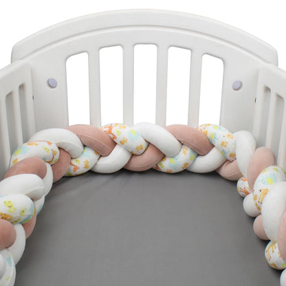  Tresse-de-Lit-Bebe-Rose-Blanc-Imprime-protection-douce-nuit-paisible