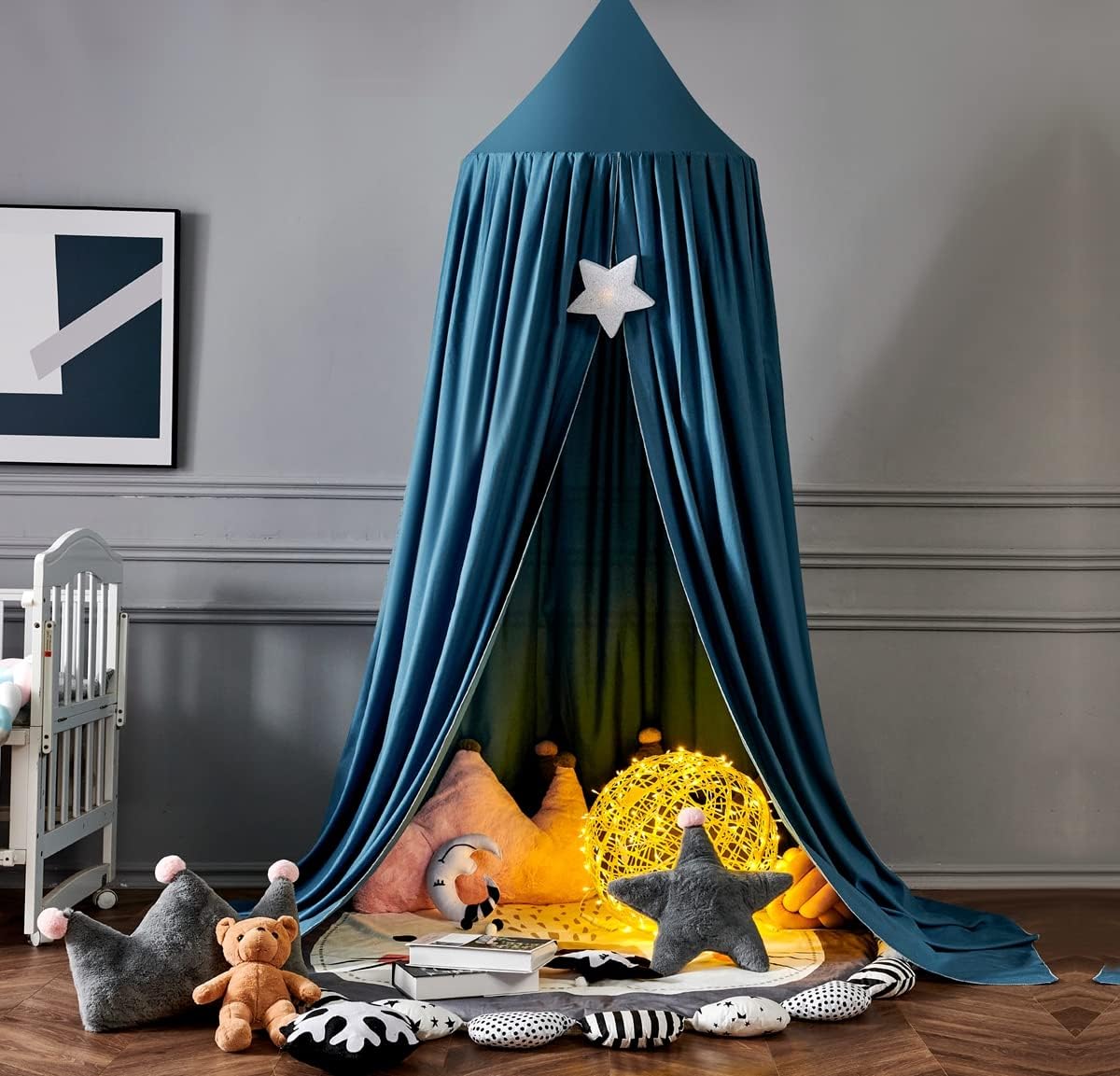 Voile de Lit Bebe - Bleu Canard