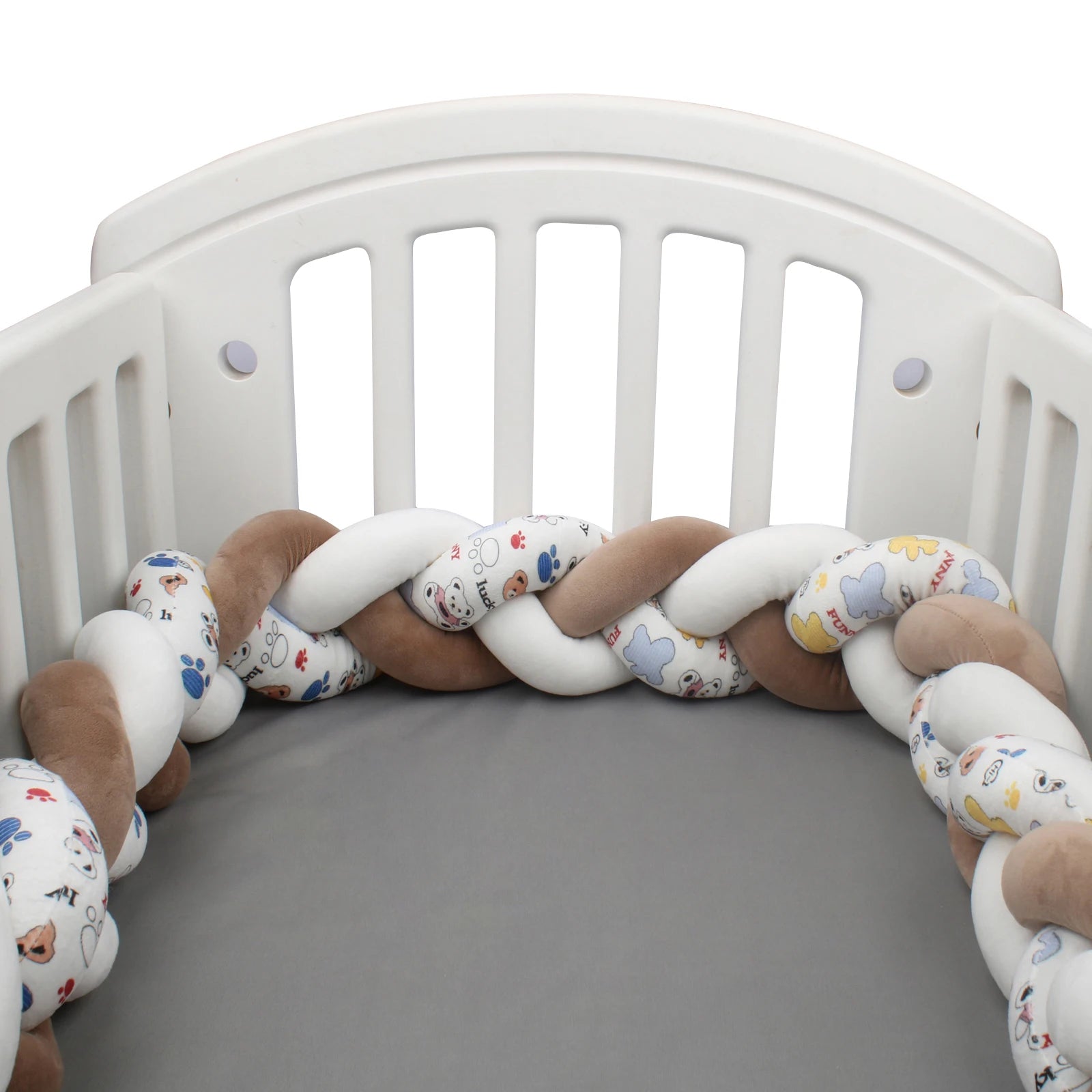 Tresse-de-Lit-Bebe-Marron-Blanc-Imprime-protection