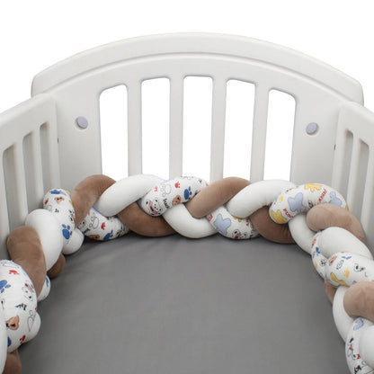 Tresse-de-Lit-Bebe-Marron-Blanc-Imprime-protection
